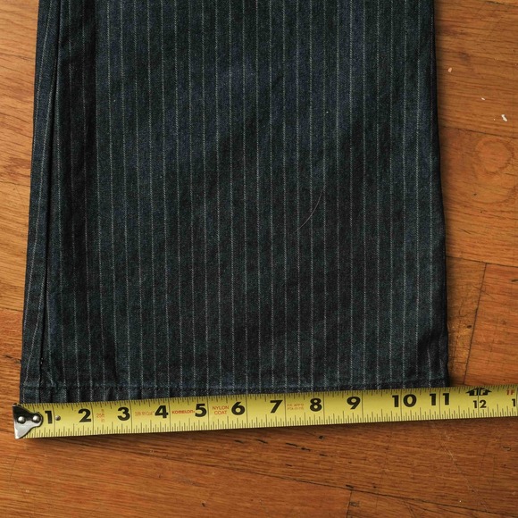Tommy Jeans Women's Blue PinStriped Flare Pants Y2K Vintage 90s Boot Cut Size 11 - Picture 10 of 12